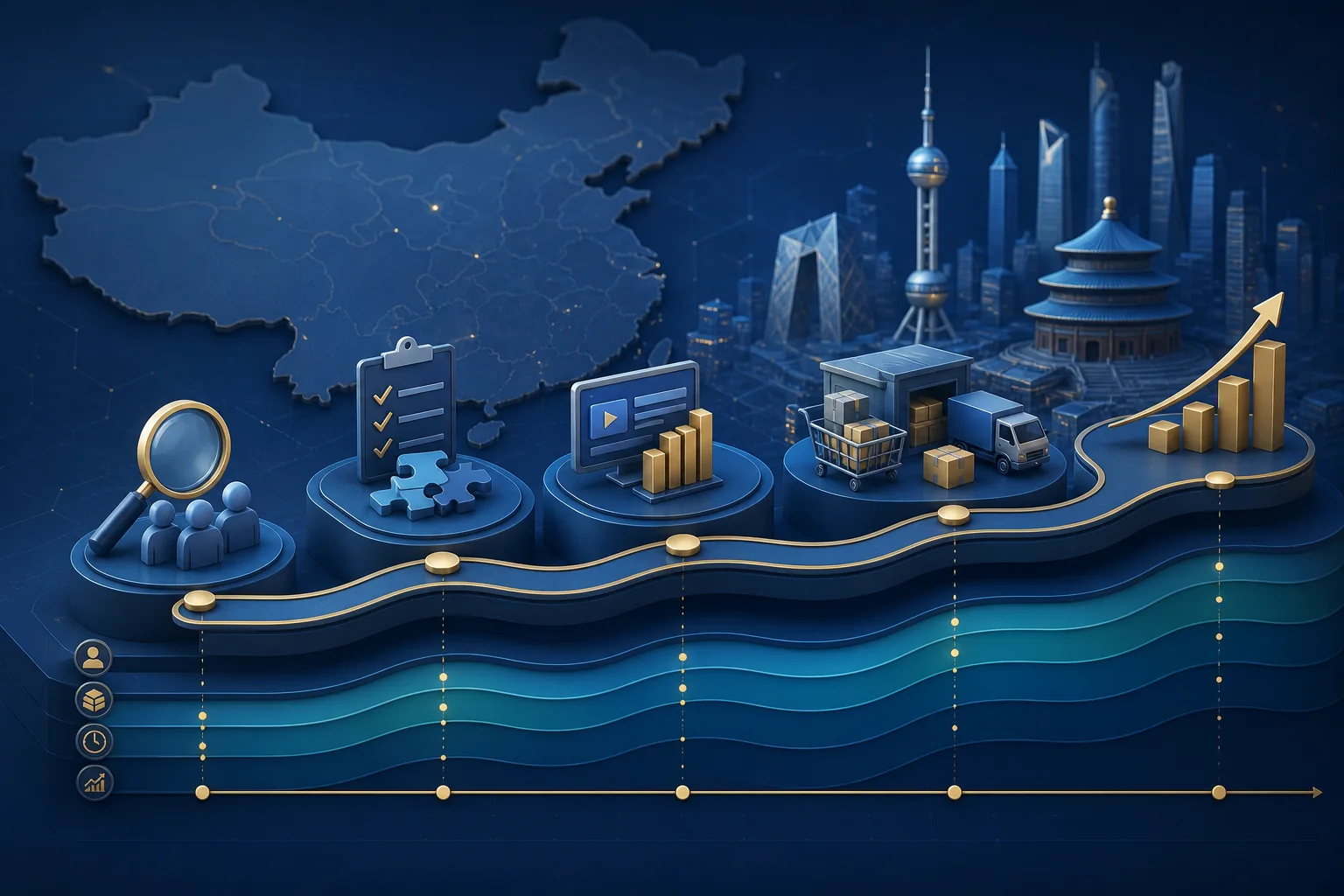 China market entry cost and timeline planning dashboard for an international company